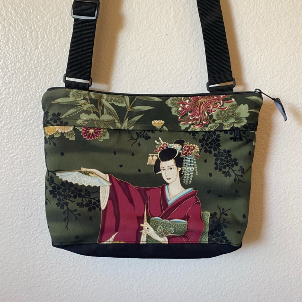 Primitive Geisha Green Crossbody Bag